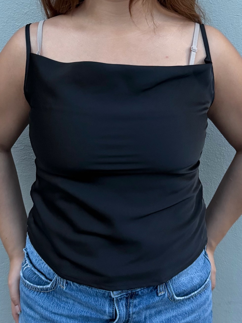 SHEIN Black Satin Cowl Neck Camisole